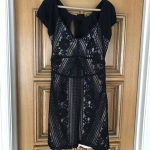 Free People Dress Sz 12 Black Open Back Bow